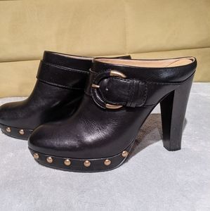 Coach Elaine Black Leather Mules / Heels/ Clogs